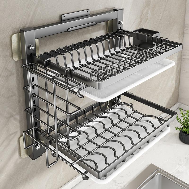 kitchen storage rack bowl and dish storage rack wall-mounted household bowl chopsticks storage box multi-layer dish rack dish rack draining rack