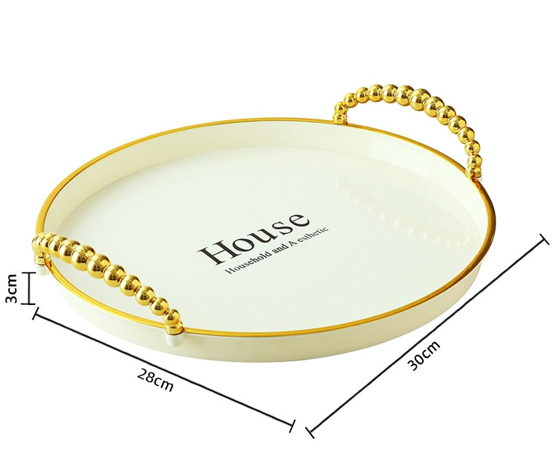 Light luxury tray, ins style, round restaurant tea tray, coffee table, cup, tea cup, water cup, home use detail image 2