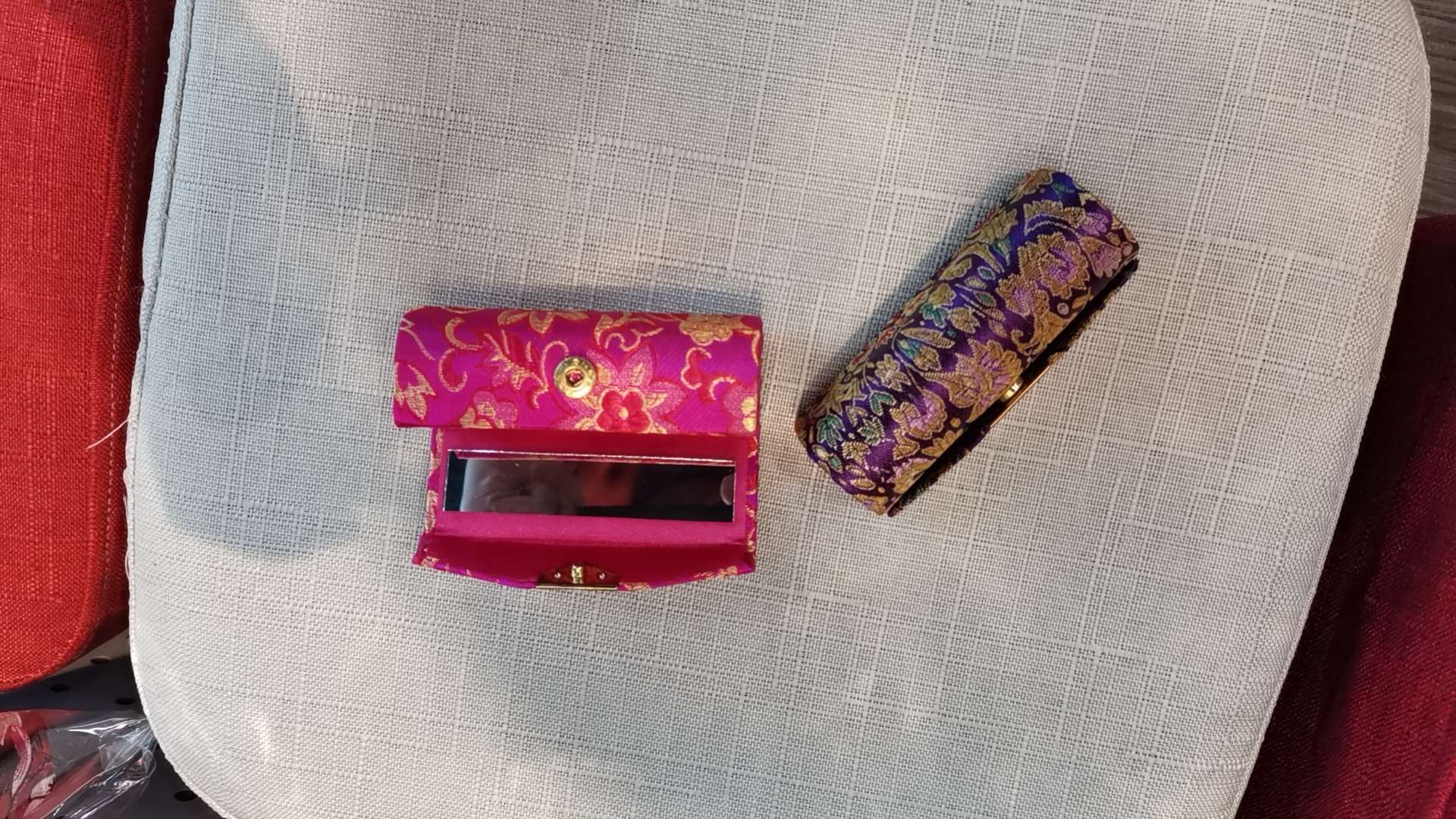 信富织锦单支口红盒，中国风 ，绸缎面料，零钱包