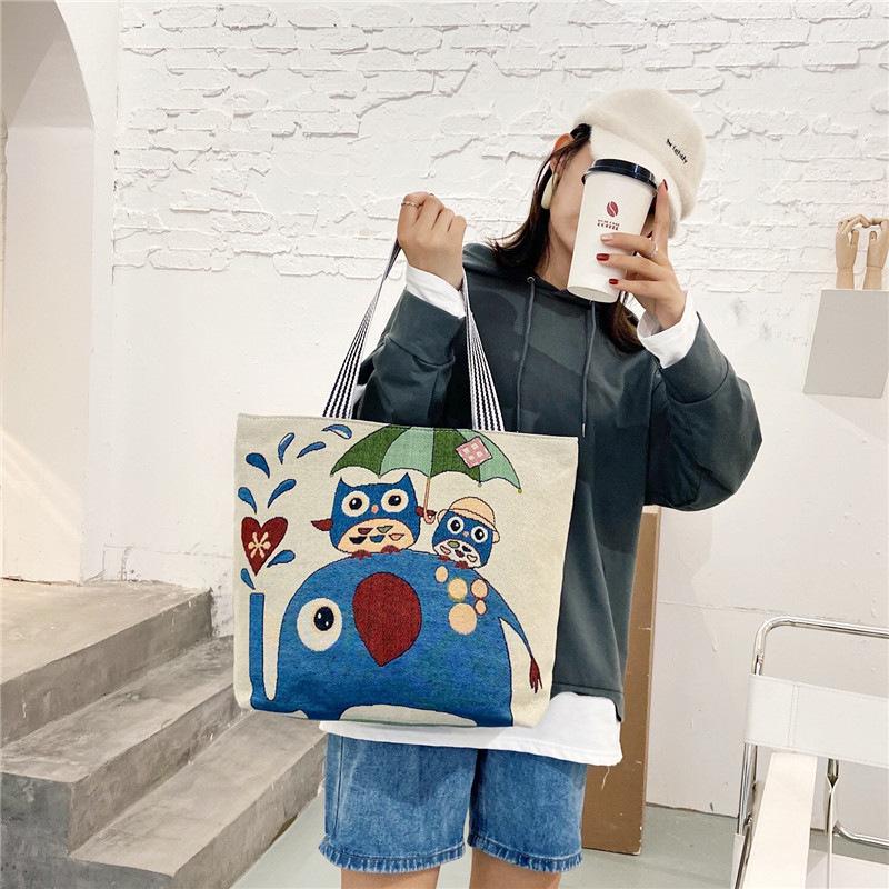 source manufacturer female hand-carrying big shoulder bag woven rust office worker large capacity shopping bag mom shopping big shopping bag
