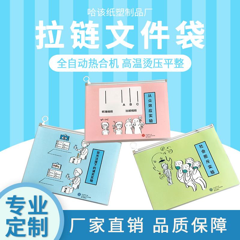 A4 Tee-Dimensional Zippered File Bag Transparent Frosted Pstic Portfolio Pp bel Waterproof Stationery Information Bag Printing