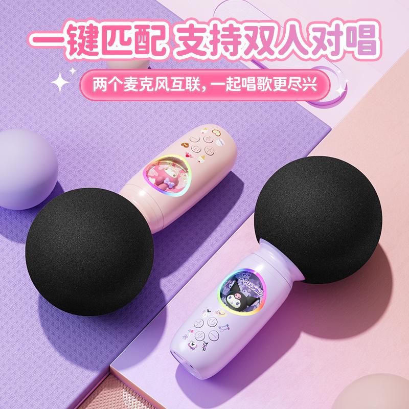 sanrio microphone audio integrated microphone handheld wireless bluetooth home children singing microphone gadget for singing songs Application Scenario