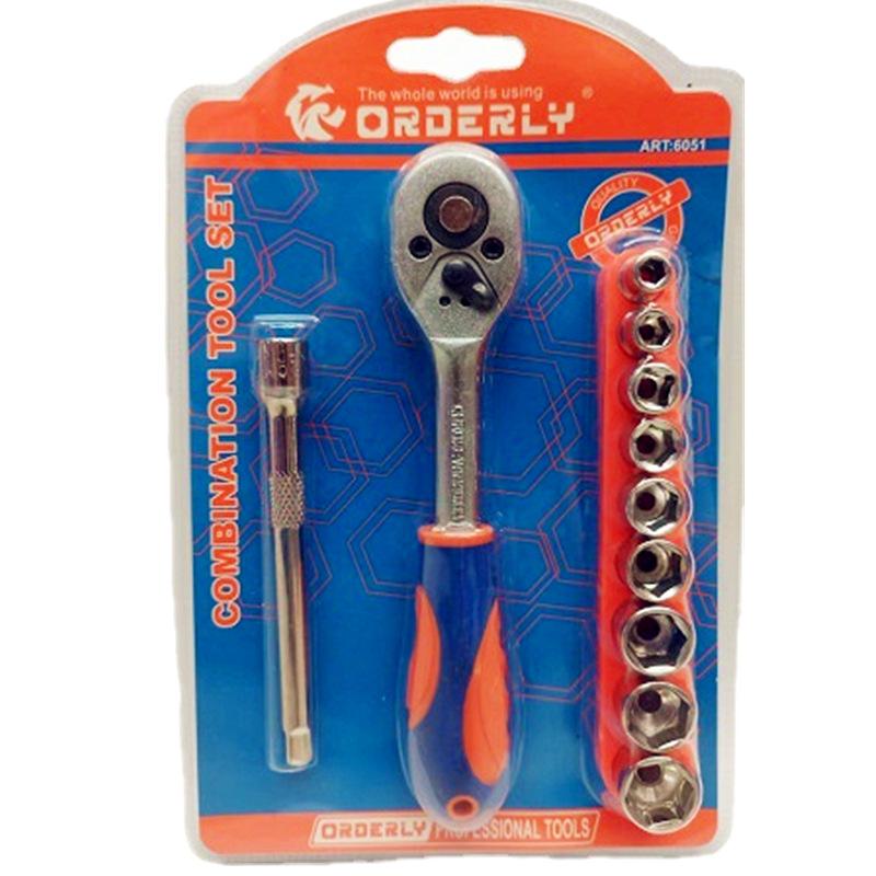 orderly manufacturer ratchet socket wrench set outer hexagon quick socket wrench auto repair tools wrench full figure