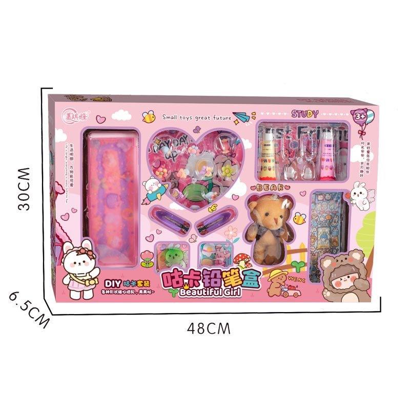 cream glue goka pencil box stationery suit diy material package girls' educational handmade toys gift wholesale