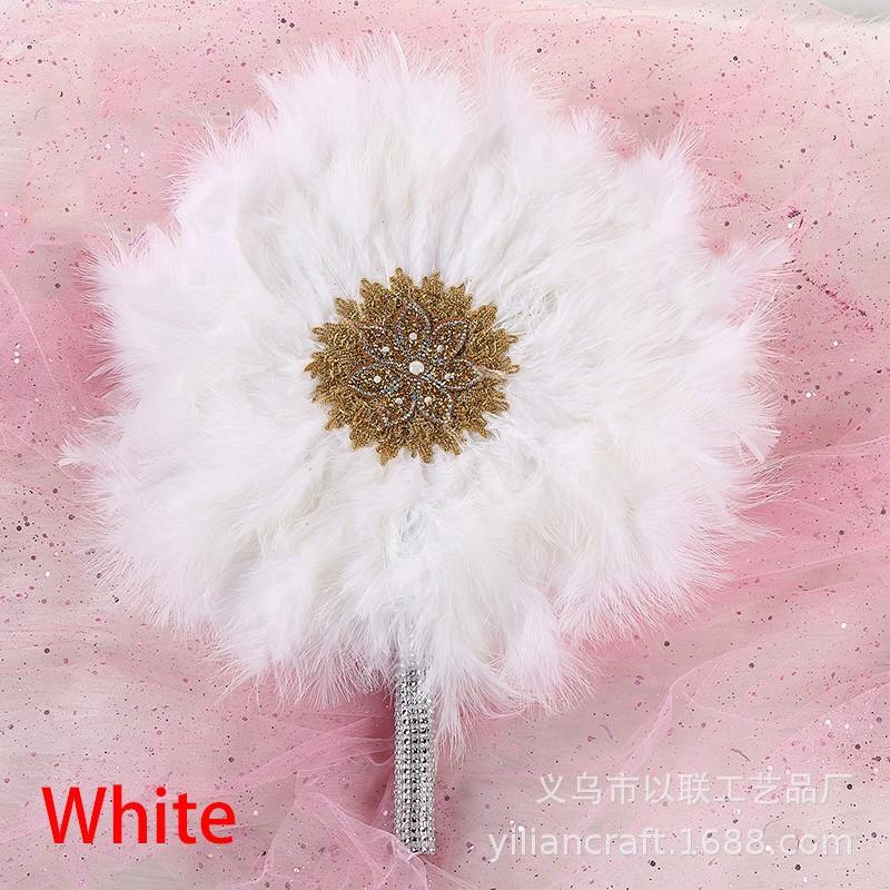 western-style wedding african bride bridesmaid hand fan craft color big round feather fan