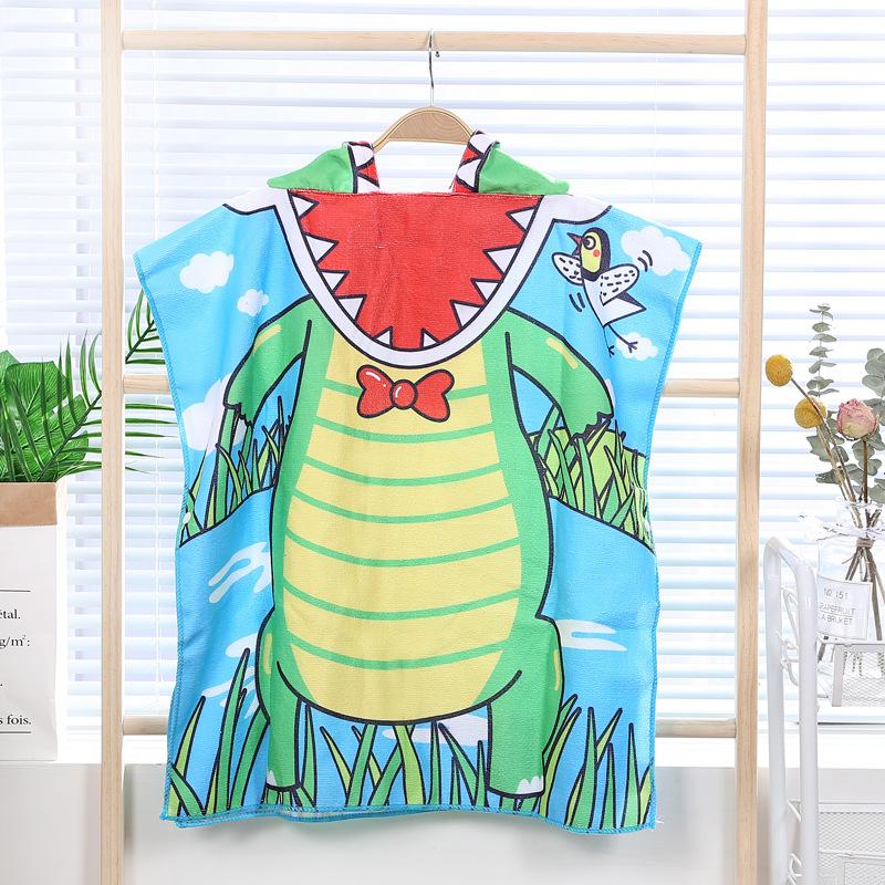 microfiber children's wearable hooded bath towel cute cartoon printed swimming beach towel water-absorbing quick-drying bath towel details Picture