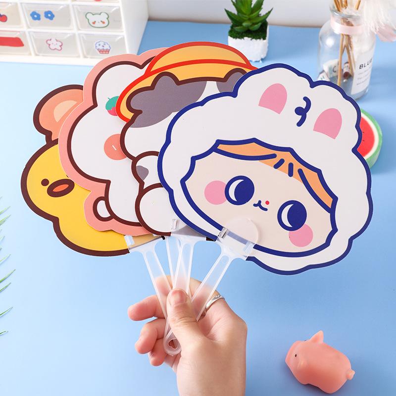 fan cartoon animal children hand-held special-shaped small fan student gift small round fan summer portable hand fan