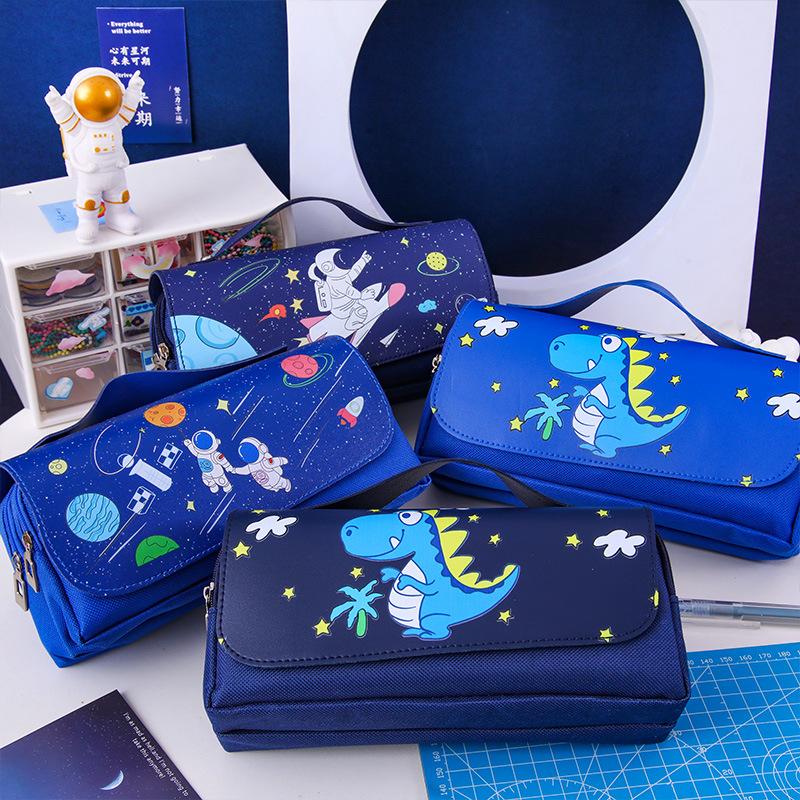 outer space astronauts stationery box pencil case girl large capacity student three layers pencil box
