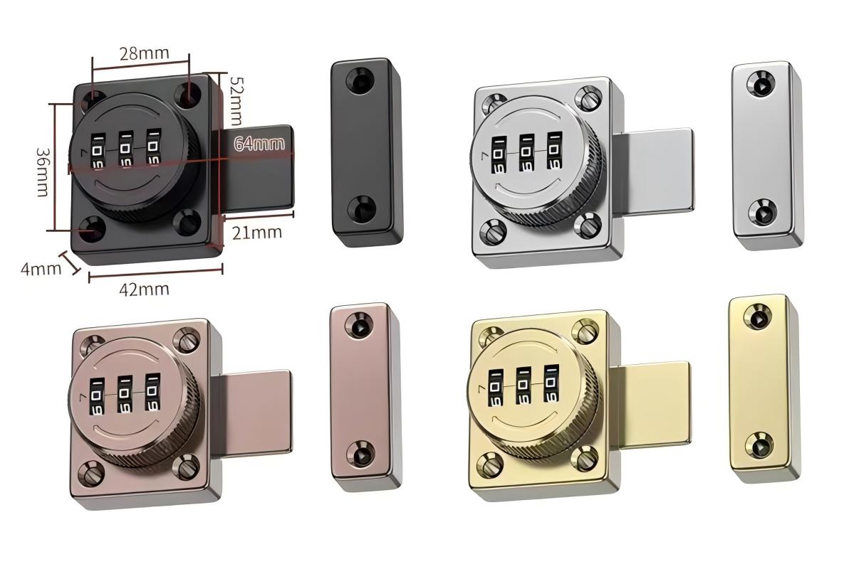 金属建材3寸锌合金密码锁小插销 门窗加固防盗锁具 便捷安全家用商用