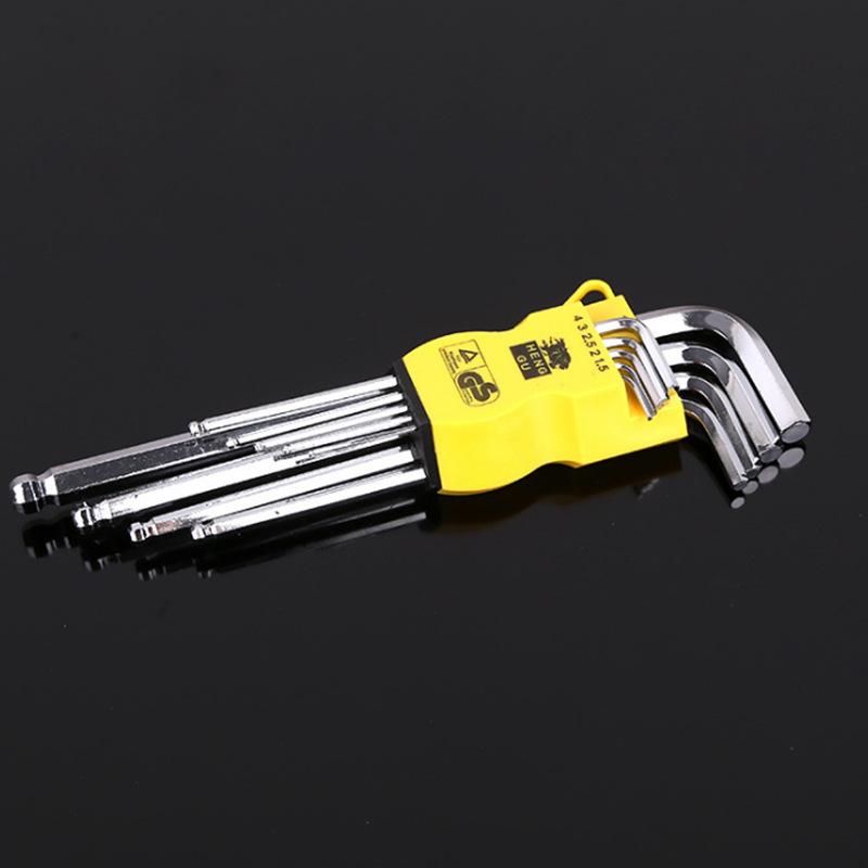in stock supply hexagon socket suit wrench ball head l-shaped hand suit allen wrench hexagon socket wrench full figure