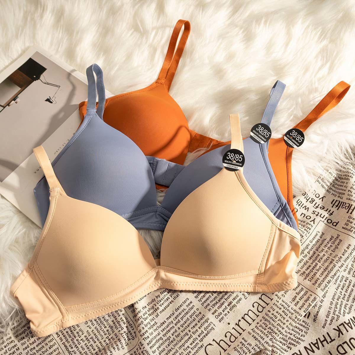 simple triangle cup deep v seamless underwear small breasts lady's push up smooth wirless lightweight sendi bra