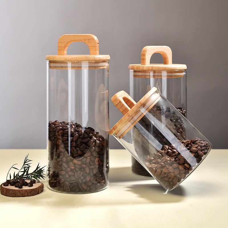 new portable glass jar wholesale kitchen multi-functional glass jar sub-products coffee beans transparent sealed cans Specification drawing