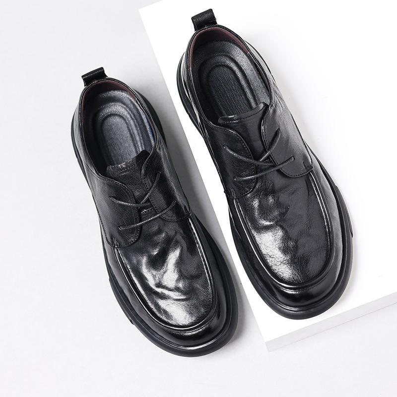 Spring New Men's Leather Shoes Breathable Non-Slip British Men's Fashion Shoes Genuine Leather Made Korean Soft Leather Men's Shoes Casual Wholesale full figure