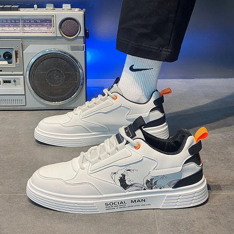 men's shoes 2023 new spring casual fashion sports flat shoes casual junior high school students men's white fashion shoes wholesale details Picture