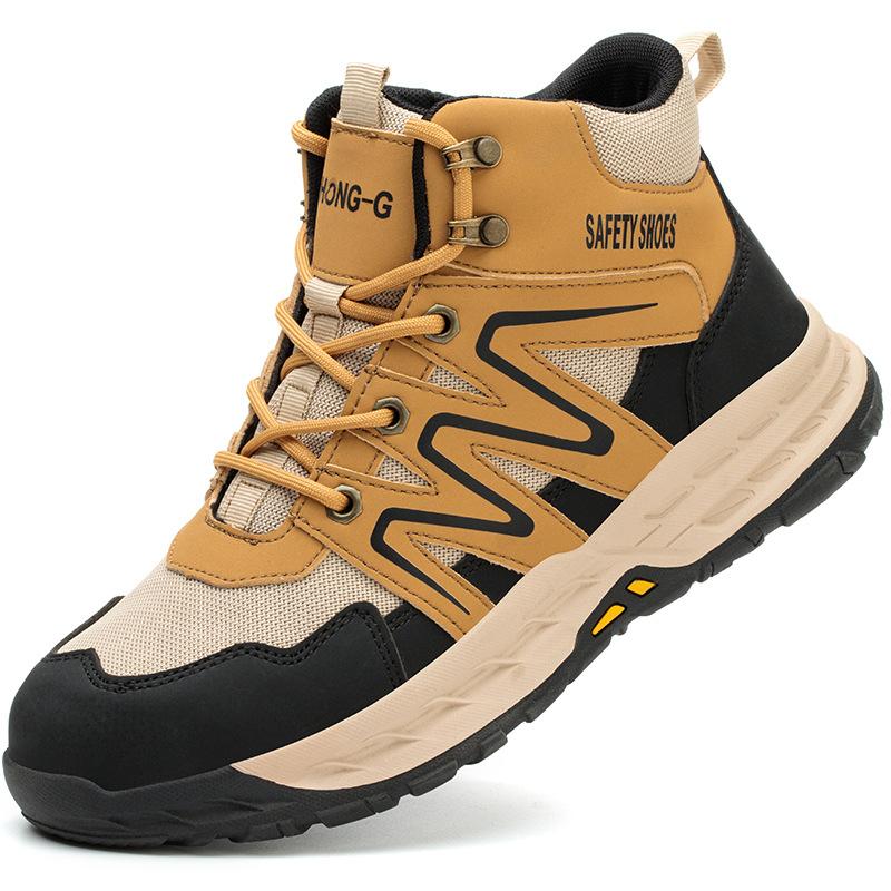 high ankle safety shoes men's non-slip wear-resistant safety shoes anti-smashing and anti-penetration lightweight breathable work shoes long standing not tired Item Picture