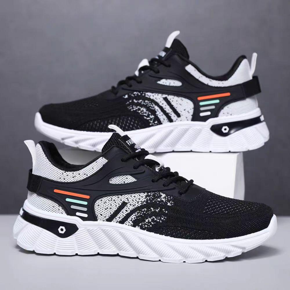 summer men's shoes mesh flying woven white sports travel 2024 new leisure non-slip all-matching running daddy tide shoes details Picture