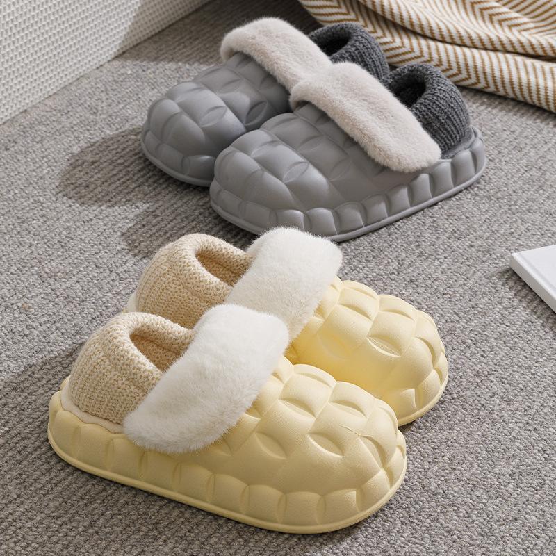 New Winter Solid Color Removable and Washable Waterproof and Comfortable Men's and Women's Home Closed Toe Couple's Bag Heel Comfortable Outer Wear Versatile Shoes full figure