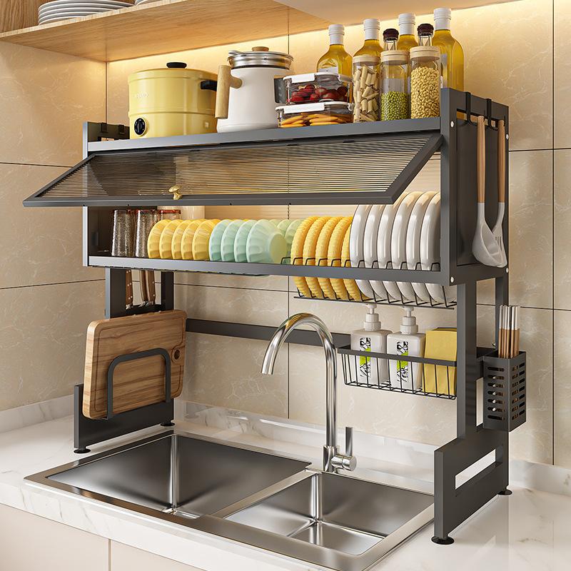 kitchen sink storage shelf dust-proof cabinet countertop dish storage rack dish rack sink bowl and chopstick rack dish draining rack