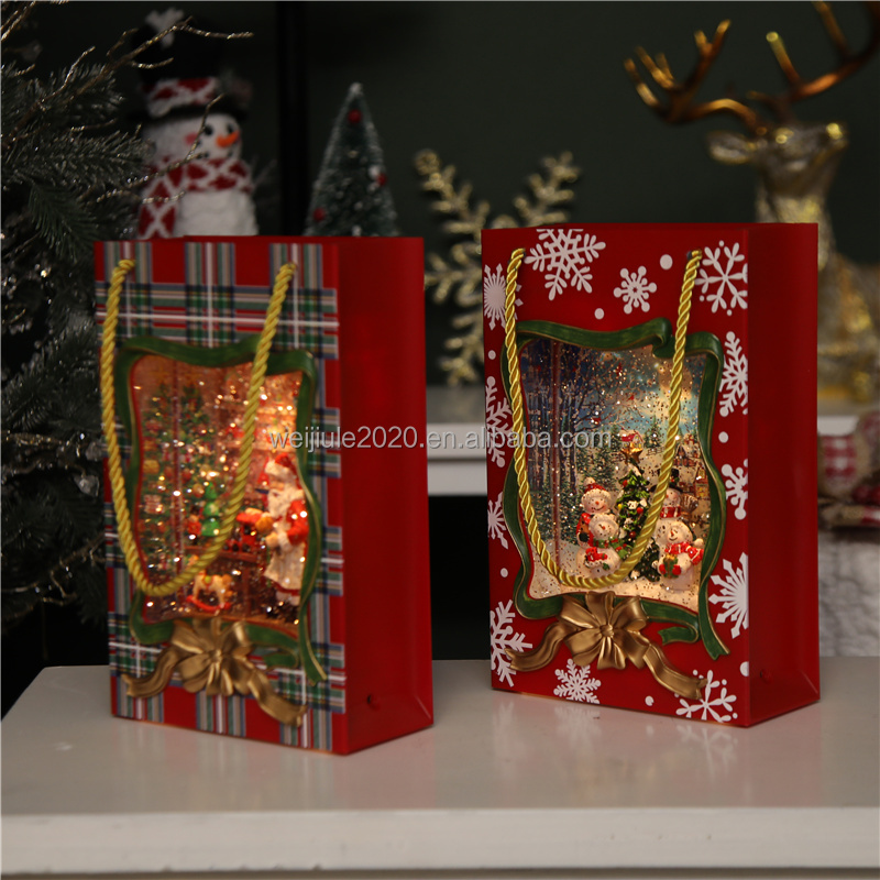Christmas gift bags, snowman decorations for the elderly, snowfall scene arrangement, cross-border retro gifts, handicrafts, music boxes Item Picture