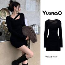 hip skirt 2024 new hot girl dress long sleeve autumn and winter adult lady like woman women's clothing black tight trousers short skirt slim fit