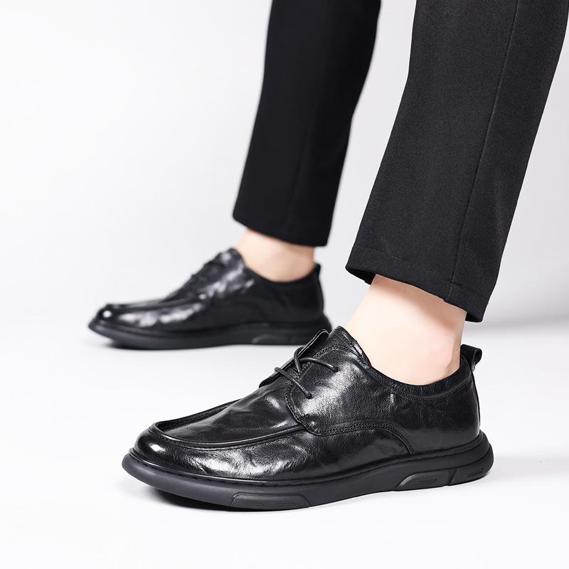 Spring New Men's Leather Shoes Breathable Non-Slip British Men's Fashion Shoes Genuine Leather Made Korean Soft Leather Men's Shoes Casual Wholesale Specification drawing