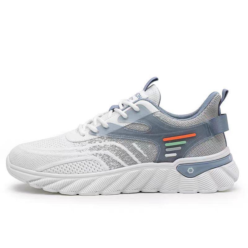summer men's shoes mesh flying woven white sports travel 2024 new leisure non-slip all-matching running daddy tide shoes Item Picture