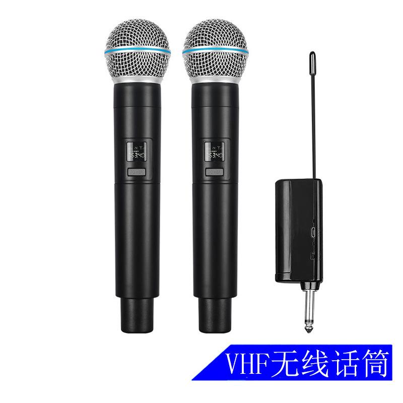 Universal Wireless Microphone One for Two Vhf Charging Square Audio Outdoor Household Wireless Microphone full figure