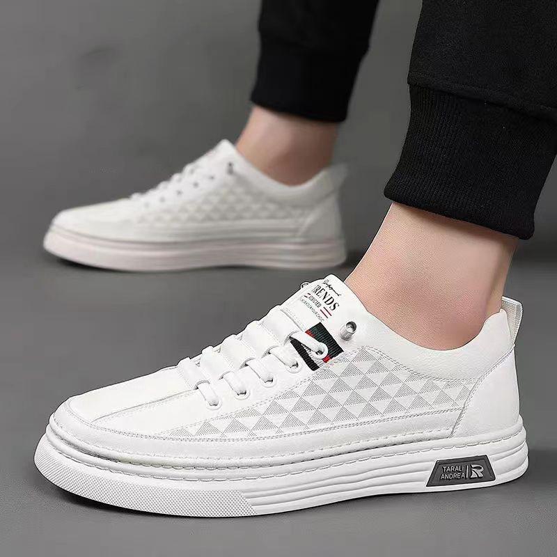 men's shoes spring breathable thin really soft leather white shoes 2024 new trendy all-match casual sports skate shoes men Specification drawing