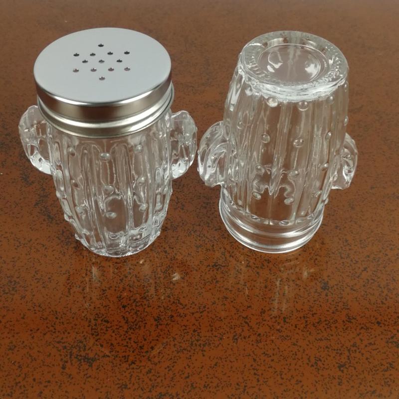 cactus spice jar transparent glass jar hexagonal star hole salt and pepper shaker