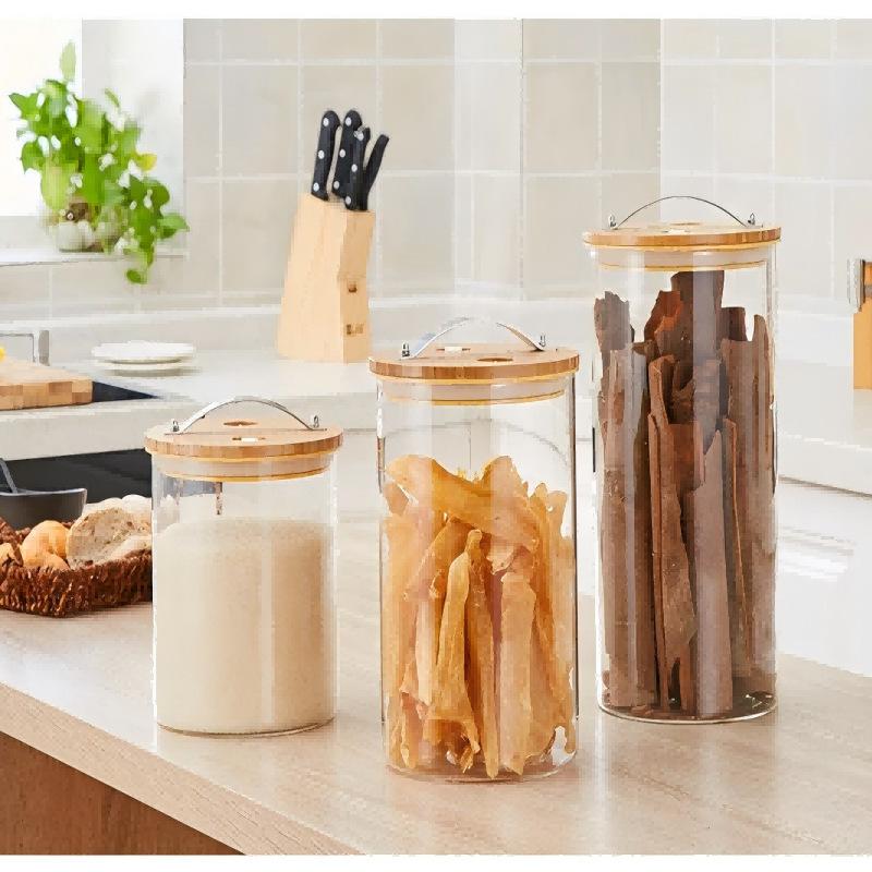 large capacity glass jar rice barrel measuring storage tank rice jar thickened sealed tank tangerine peel grains flour glass jar