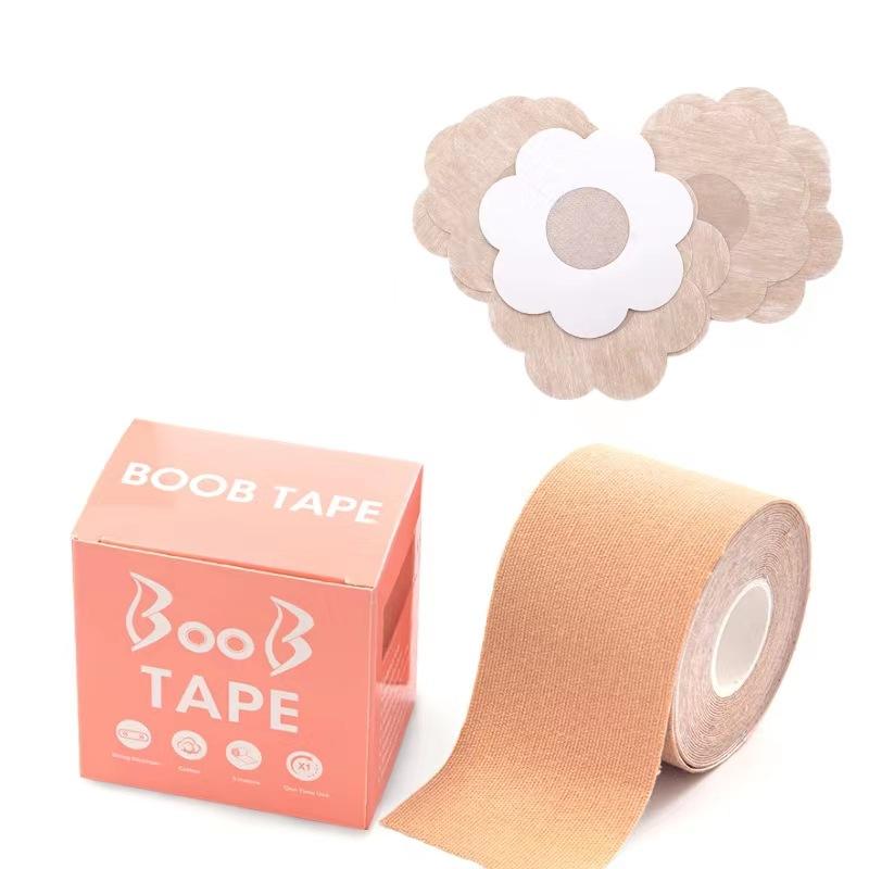 Cross-Border Sports Tape Boob Tape Lifting Silicone Nipple Sticker Seamless Elastic Fabric Nudebra Bandage One Piece