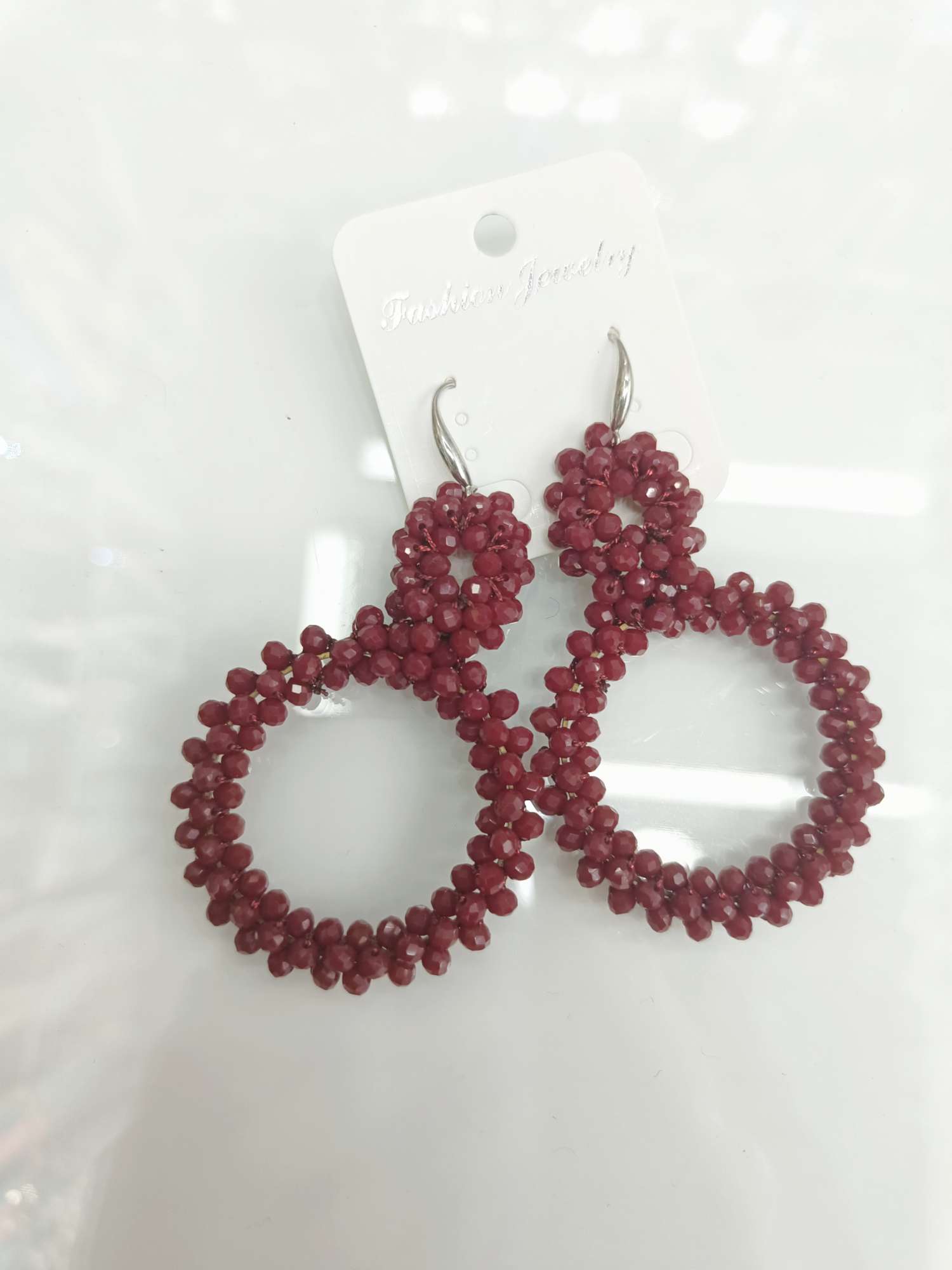 手工穿珠耳环配件 日韩流行水晶编织耳环挂件 DIY穿线编水晶耳环 