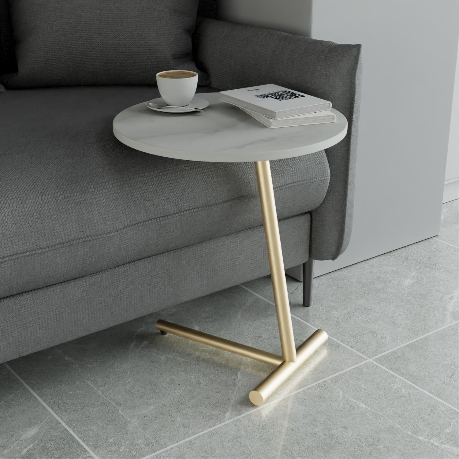 simple modern living room home stone plate wrought iron metal small coffee table creative bedroom sofa small round table side table side cabinet