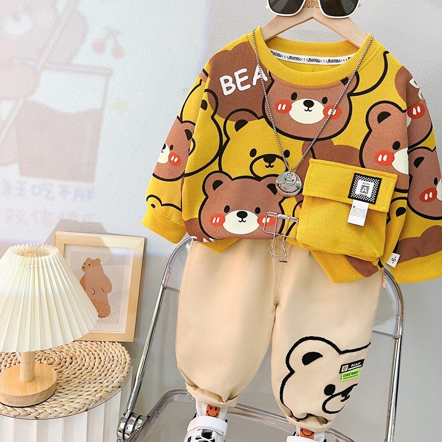 2024 Boys Spring Clothing Two-Piece Suit Western Style Children's Clothes Boys Spring Trendy Children's Clothing Handsome Baby Spring and Autumn Suit