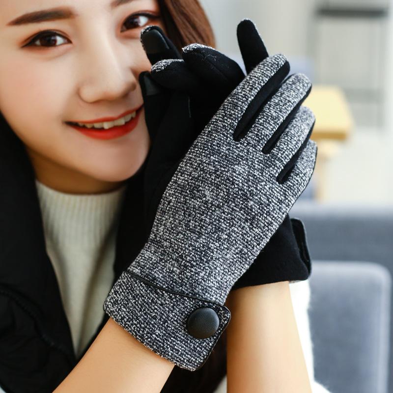 Micro Velvet Gloves Women's Warm Winter Cycling Gloves Touch Screen Gloves Wholesale Fleece Lined Padded Warm Keeping Gloves