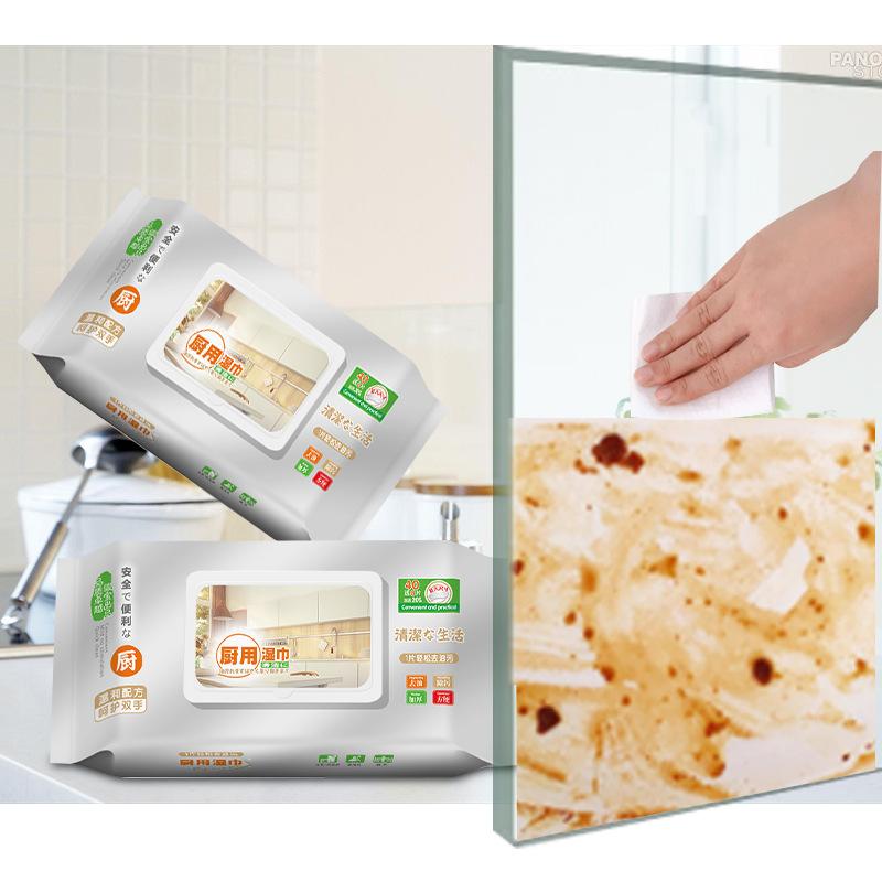 Kitchen Wipes Household Strong Oil Removing Range Hood Wet Tissue 48 Pumping Table Cleaning Facial Oil Wall Cleaning Wet Tissue
