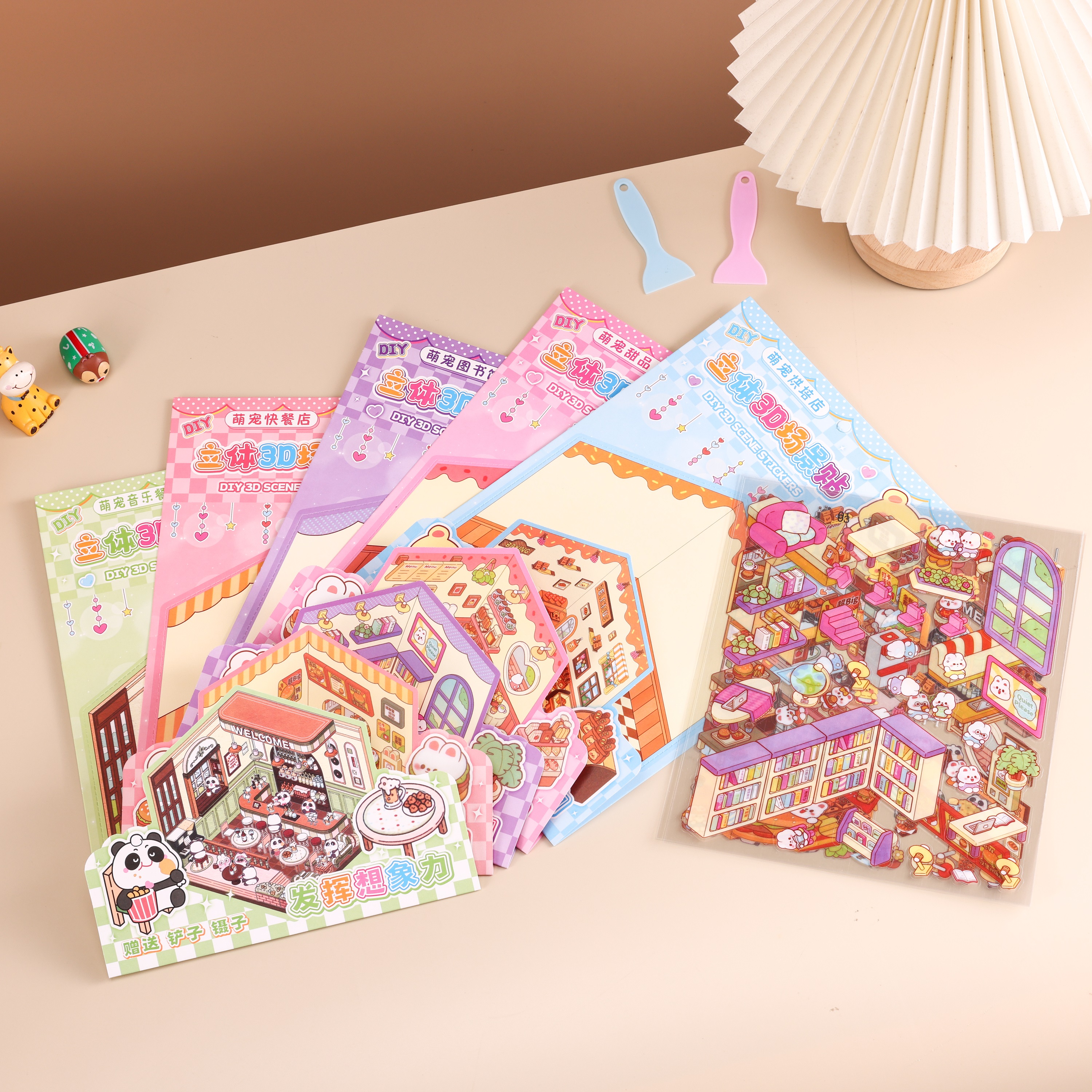 Transparent cartoon 3D scene stickers, transparent 3D cute planner, Guka stickers, 3D miniature scene stickers Item Picture