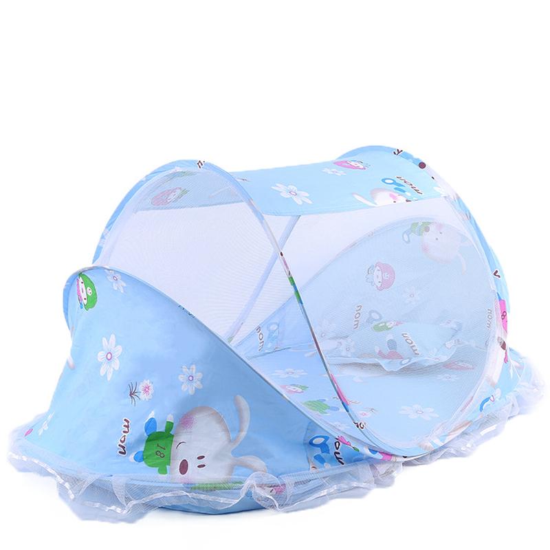 Cross-Border Babies' Mosquito Net New Baby Folding Bed with Cotton Cushion Mosquito Net Children Cartoon Mosquito-Proof Bed Wholesale