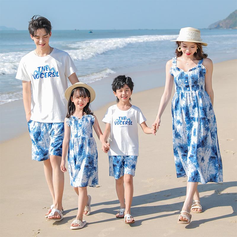 one piece dropshipping new parent-child clothes beachwear a family of three, four, suit mother and daughter mid-length dress