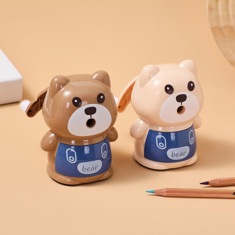 Bear Pencil Sharpener Automatic Lead Input Pencil Sharpener Primary School Students School Pencil Sharpener School Supplies Hand-Cranking Pencil Sharpener