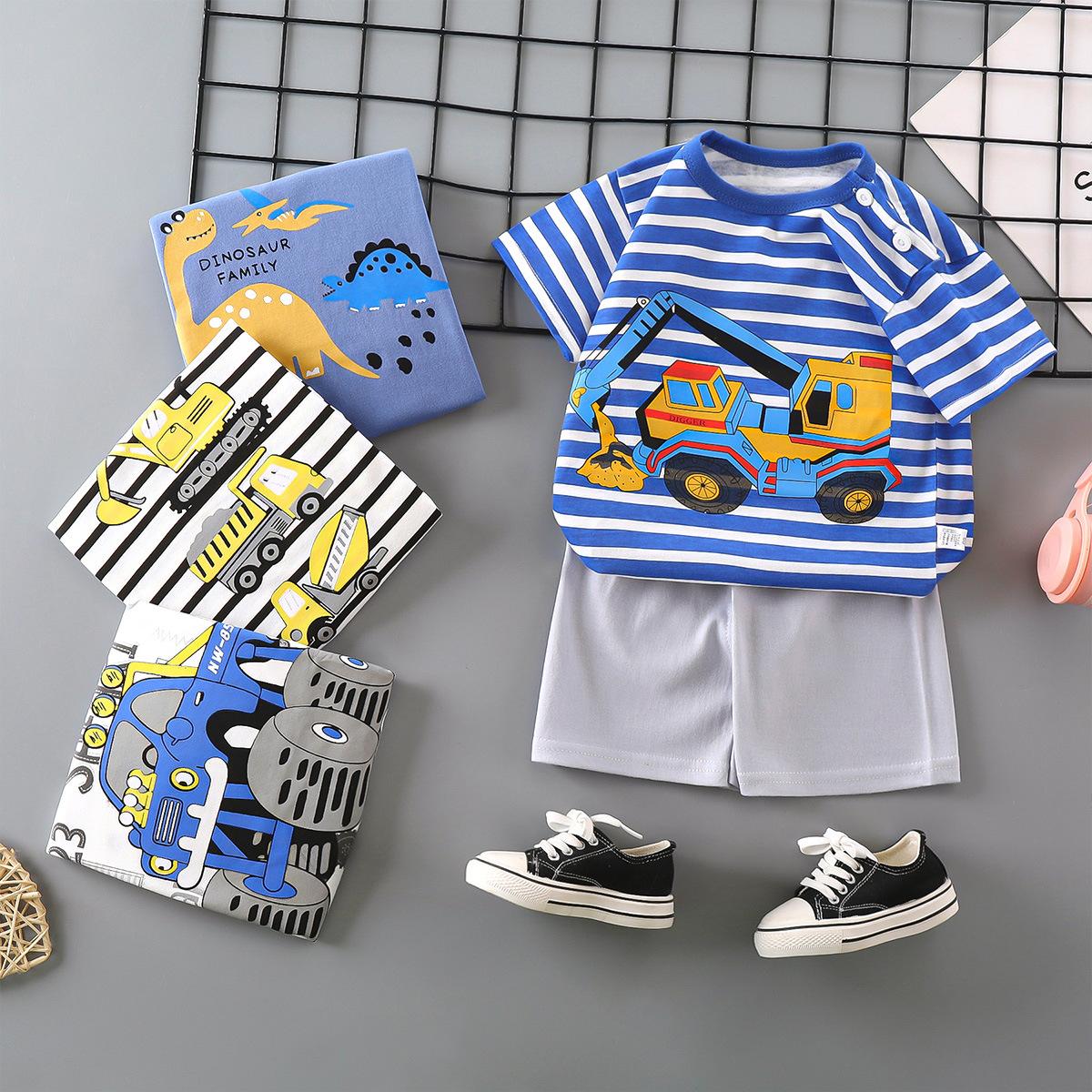 children's short-sleeved suit summer class a pure cotton boys' clothes girls' t-shirt baby summer clothing clothing 2024 children's clothing