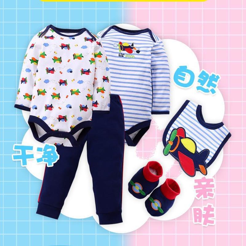 cotton children's clothing spring neutral in stock wholesale men's and women's trousers suit clothes for babies boys and girls onesie