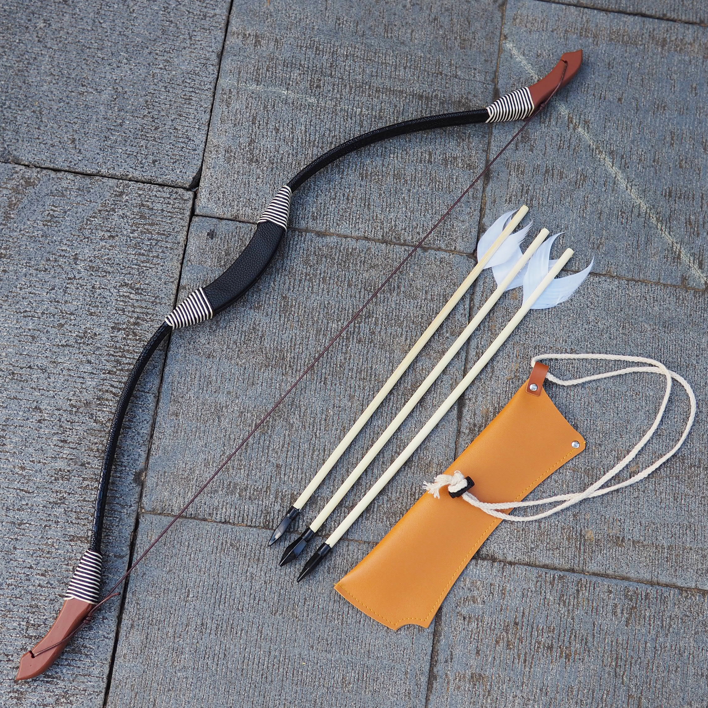 Children's toy bow and arrow 80cm, traditional Chinese style bow, recurve bow, archery toy, cosplay bow and arrow details Picture