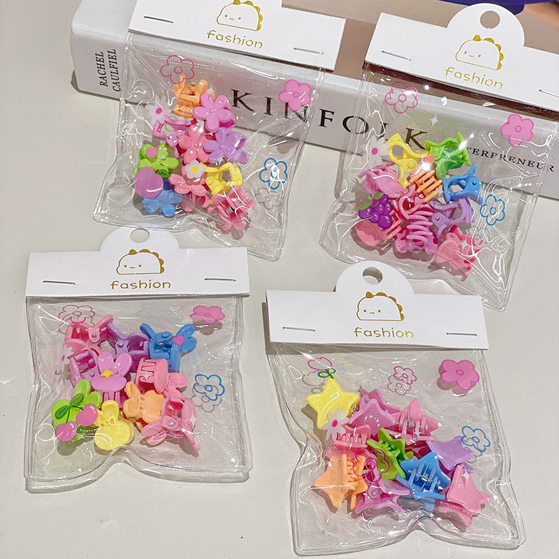 New candy-colored hanging bag accessory for children, small clip, children's hair clip, five-star plum blossom rabbit pattern, baby small scratch hair clip details Picture