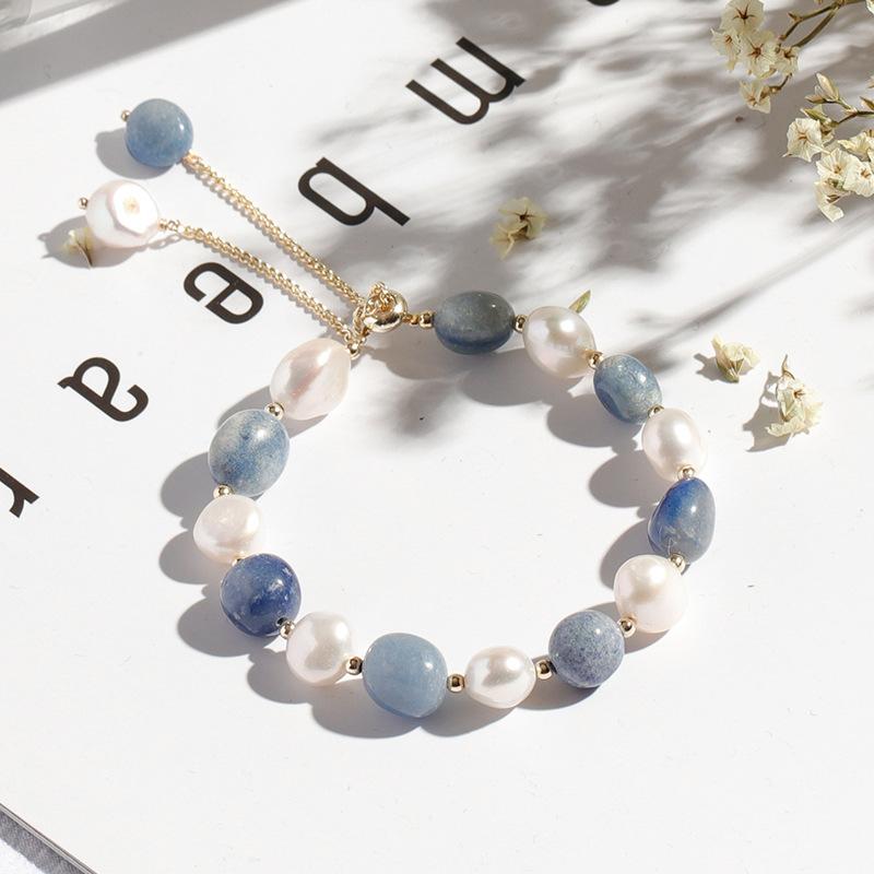 new blue aventurine freshwater pearl crystal bracelet for women korean simple personalized bracelet bracelet for women