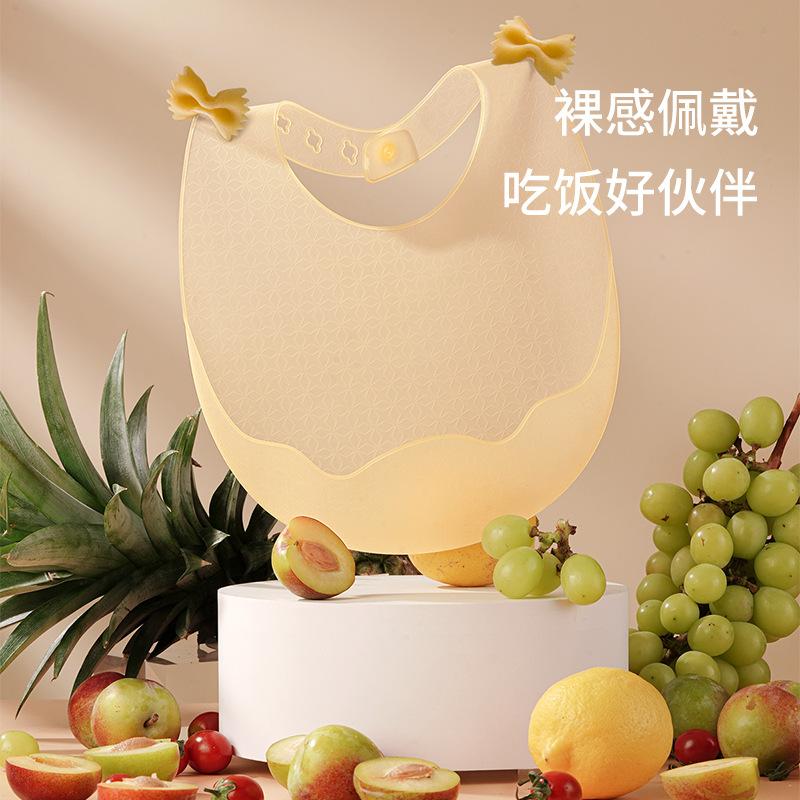 summer edible silicon bib baby light transparent waterproof food supplement bib children eating bib disposable