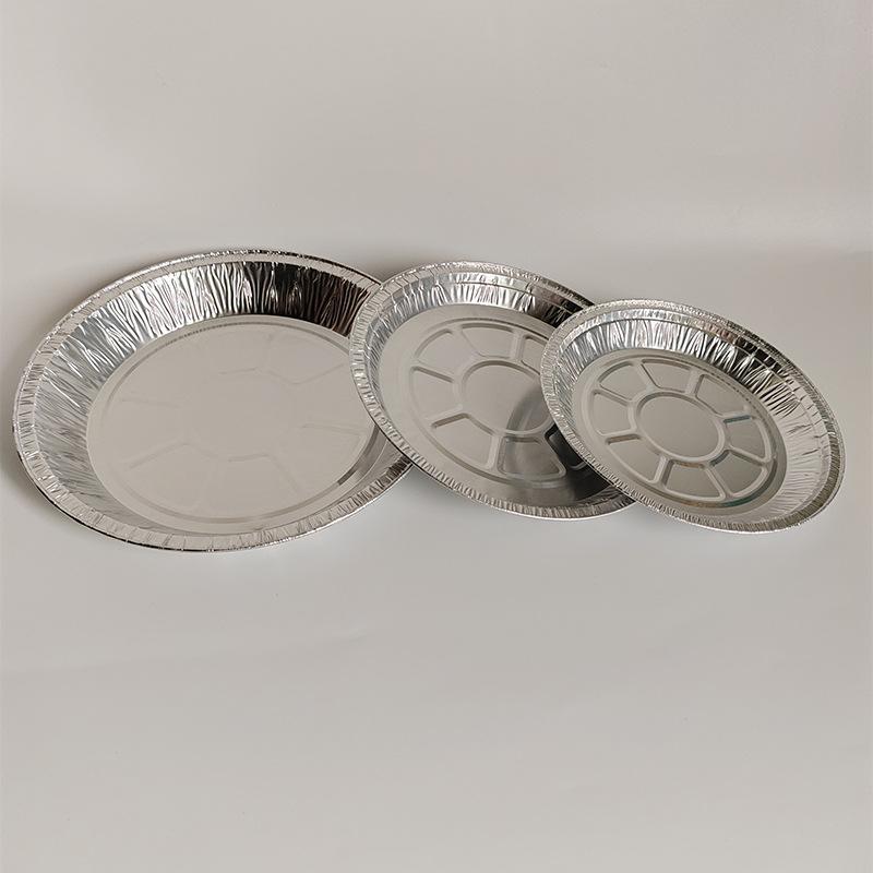 factory wholesale disposable aluminum foil tinfoil round dish aluminum foil tinfoil paper plate barbecue dish pizza plate tinfoil round dish