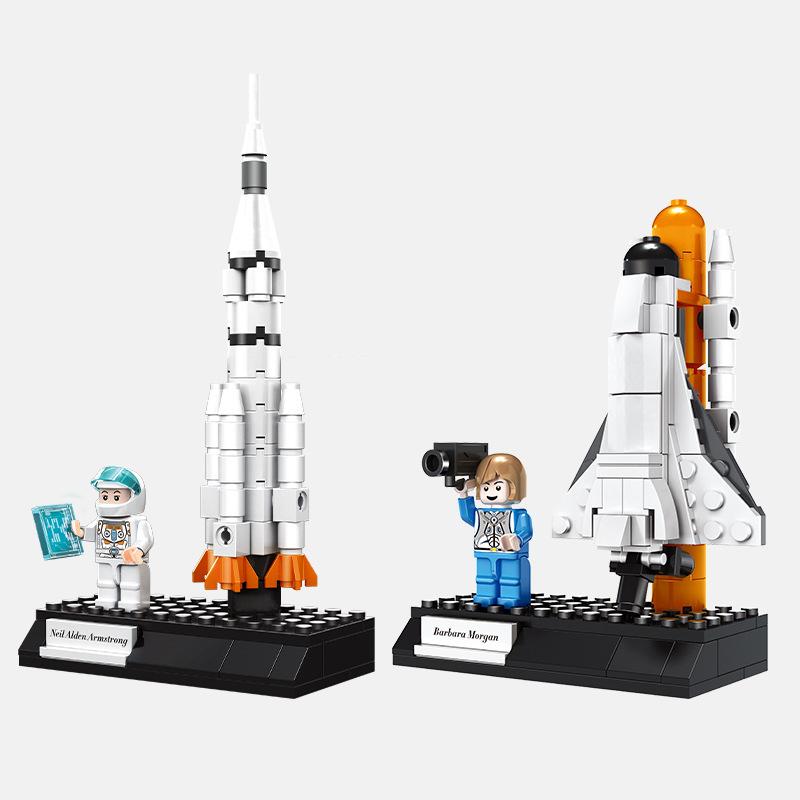 wange rocket satellite space shuttle lunikhod building blocks assembled and inserting small particles doll toy educational toys gifts