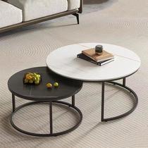 stone plate child and mother coffee table simple small apartment modern living room home light luxury round tea table child and mother coffee table combination table