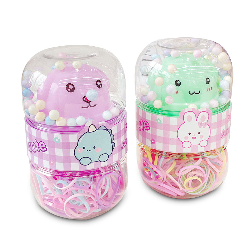 Baby disposable rubber band, cute design, rubber band box, small hair band, hair tie, head accessory, new children's rubber band, colorful hair band, no harm to girls' hair Item Picture